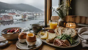 Stemningsbilde: frokost på kafé i Bergen