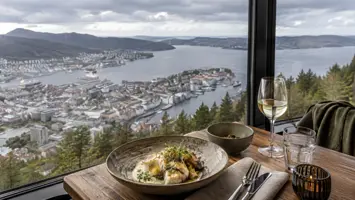 Stemningsbilde: Restaurant på Fløyen i Bergen