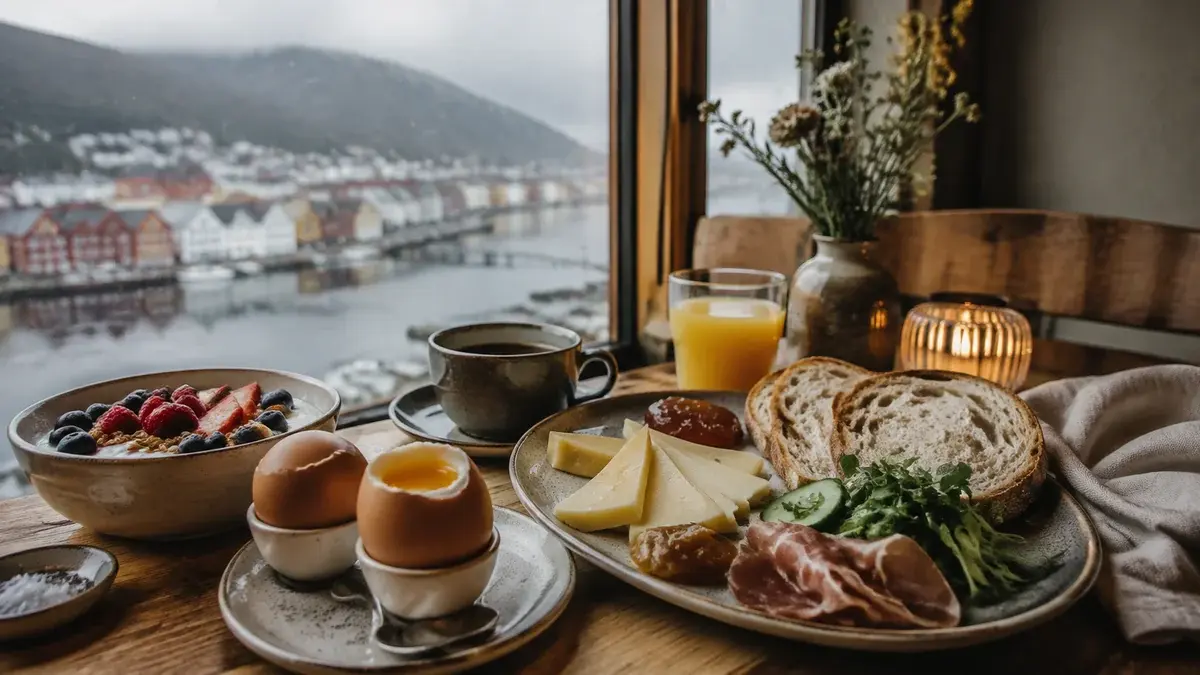 Stemningsbilde: frokost på kafé i Bergen