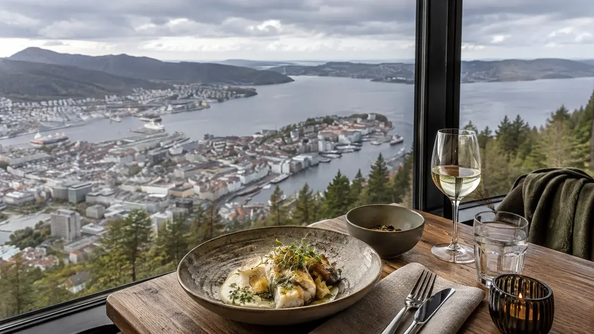 Stemningsbilde: Restaurant på Fløyen i Bergen